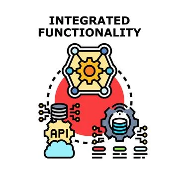Integrated functionality developing digital technology system solutions Stock Illustration