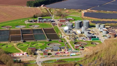 Integrated green infrastructure facility combining a massive wastewater Stock Footage 340901315