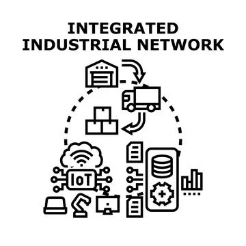 Integrated industrial network automation digital process Stock Illustration