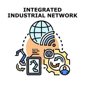 Integrated industrial network digital technology connecting automation イラスト素材