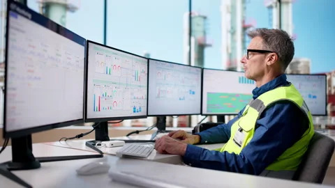 Integrated Industrial System For Automation, IoT At Gas Stock Footage 328717003