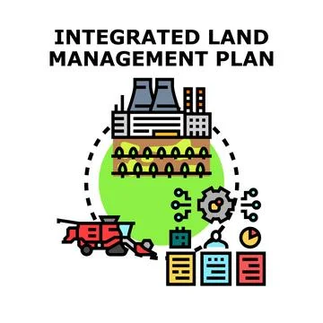 Integrated land management plan developing sustainable strategies Stock Illustration