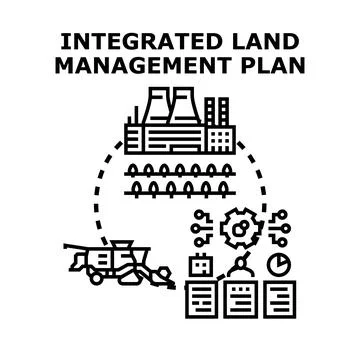 Integrated land management plan developing sustainable strategies Stock Illustration