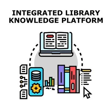 Integrated library knowledge platform connecting digital and traditional re.. Stock Illustration