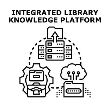 Integrated library knowledge platform connecting digital knowledge Illustrazione stock
