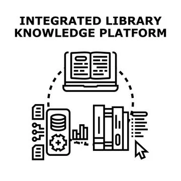 Integrated library knowledge platform representing the connection between dig 스톡 일러스트