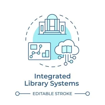 Integrated library systems soft blue concept icon イラスト素材