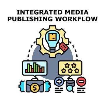 Integrated media publishing workflow process concept Stock Illustration