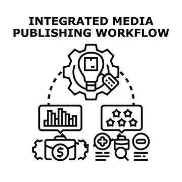 Integrated media publishing workflow process concept Stock Illustration