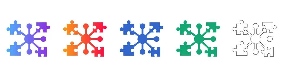 Integrated Network and Problem Solving Icons 스톡 일러스트
