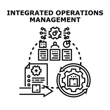 Integrated operations management system connecting processes and data Stock Illustration