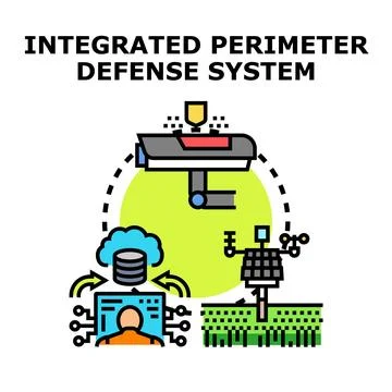 Integrated perimeter defense system developing cyber security technologies Stock Illustration