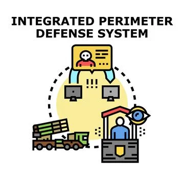 Integrated perimeter defense system protecting property and assets Stock Illustration