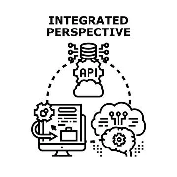 Integrated perspective connecting data, ai, and business processes Иллюстрация
