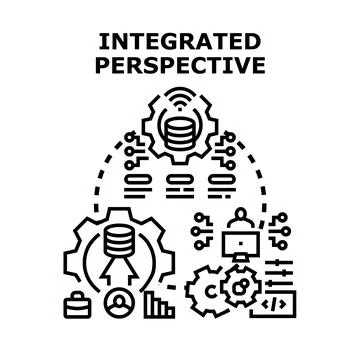 Integrated perspective connecting data, process, and technology Illustrazione stock