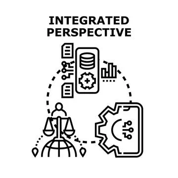 Integrated perspective connecting global data and technology solutions Stock Illustration