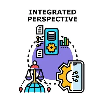 Integrated perspective connecting global data and technology solutions Stock Illustration