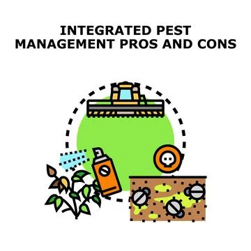 Integrated pest management concept analyzing agricultural benefits and risks Stock Illustration
