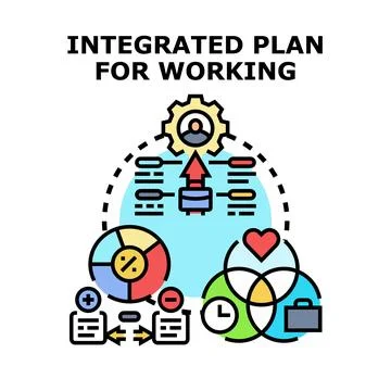 Integrated plan for business process management working Stockillustratie