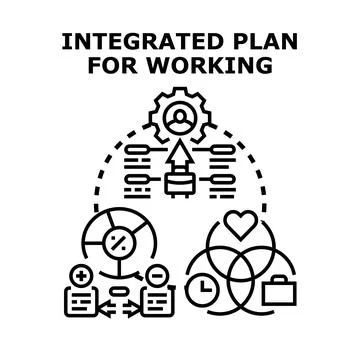 Integrated plan for business process management working Illustrazione stock