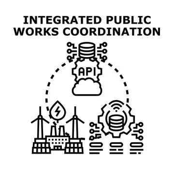 Integrated public works coordination concept Stock Illustration