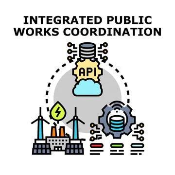 Integrated public works coordination concept Stock Illustration