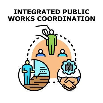 Integrated public works coordination concept illustration vector Stock Illustration