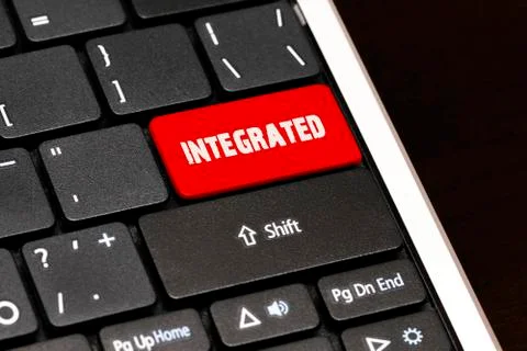 Integrated on Red Enter Button on black keyboard Illustrazione stock