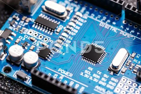 Integrated semiconductor microchip Stock Photos