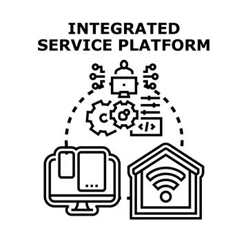 Integrated service platform connecting devices and smart home Stock Illustration