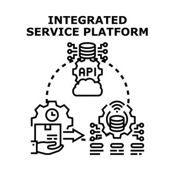 Integrated service platform processing data and delivering services 库存插图