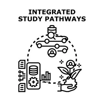Integrated study pathways connecting education career development Stock Illustration