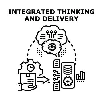 Integrated thinking and delivery process illustrating business solution Stock Illustration
