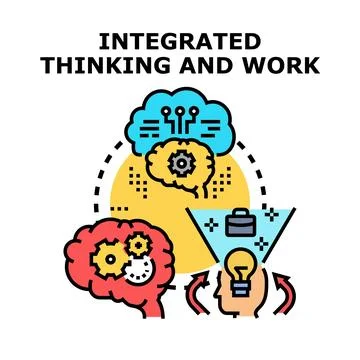 Integrated thinking and work process concept 库存插图