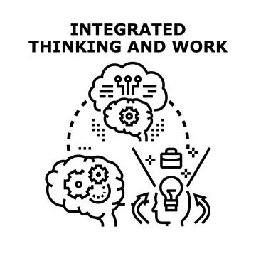Integrated thinking and work process concept 库存插图
