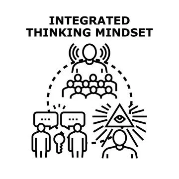 Integrated thinking mindset concept developing collective intelligence Ilustración de archivo