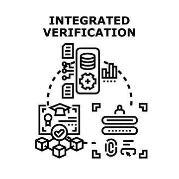 Integrated verification system securely validating user data and credentials 库存插图