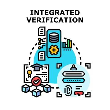 Integrated verification system securely validating user data and credentials Stock Illustration