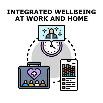 Integrated wellbeing at work and home concept illustration Stock Illustration