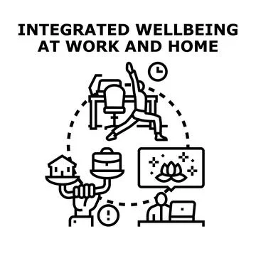 Integrated wellbeing at work and home concept Stock Illustration