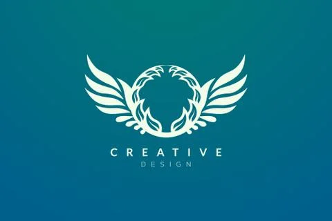 Integrated wing and leaf shape design. Modern minimalist and elegant vector i Stock Illustration
