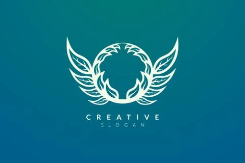 Integrated wing and leaf shape design. Modern minimalist and elegant vector i Stock Illustration