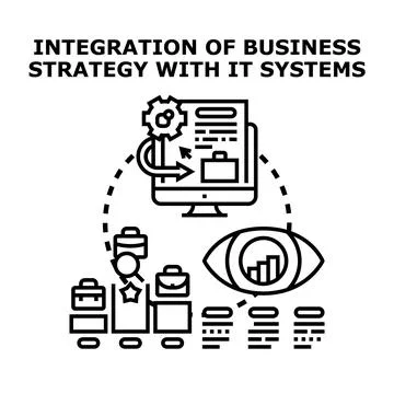 Integrating business strategy with information technology systems concept Stock Illustration