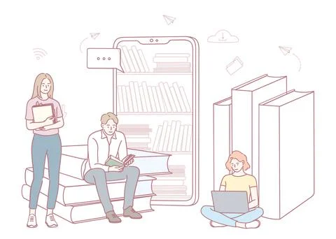 Integrating Digital Learning and Reading highlights the need to balance Stock Illustration