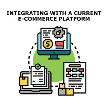 Integrating e commerce platform with business operations system Stock Illustration