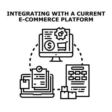 Integrating e commerce platform with business operations system Stock Illustration