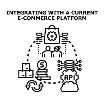 Integrating e commerce platform with system operations Stockillustratie