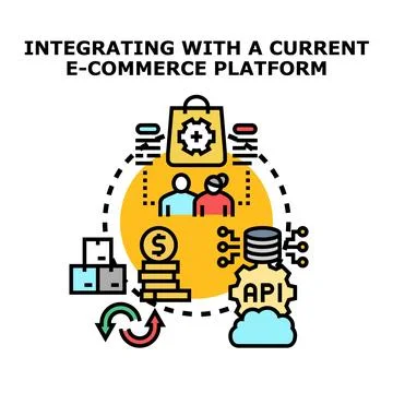 Integrating e commerce platform with system operations Stock Illustration