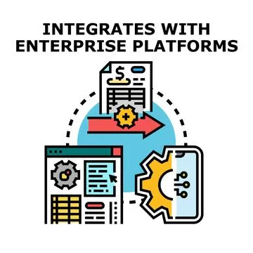 Integrating enterprise platforms, data, and mobile solutions Stock Illustration