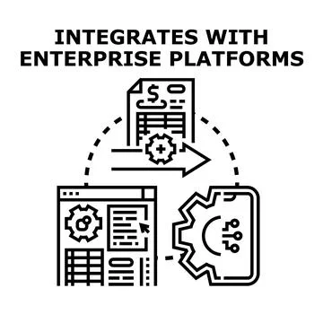 Integrating enterprise platforms, data, and mobile solutions Stock Illustration